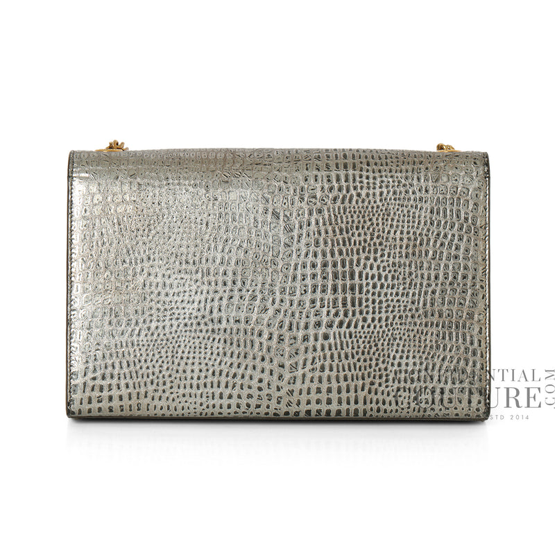 Pre loved Yves Saint Laurent Silver/Black Python Embossed Kate Medium Shoulder Bag