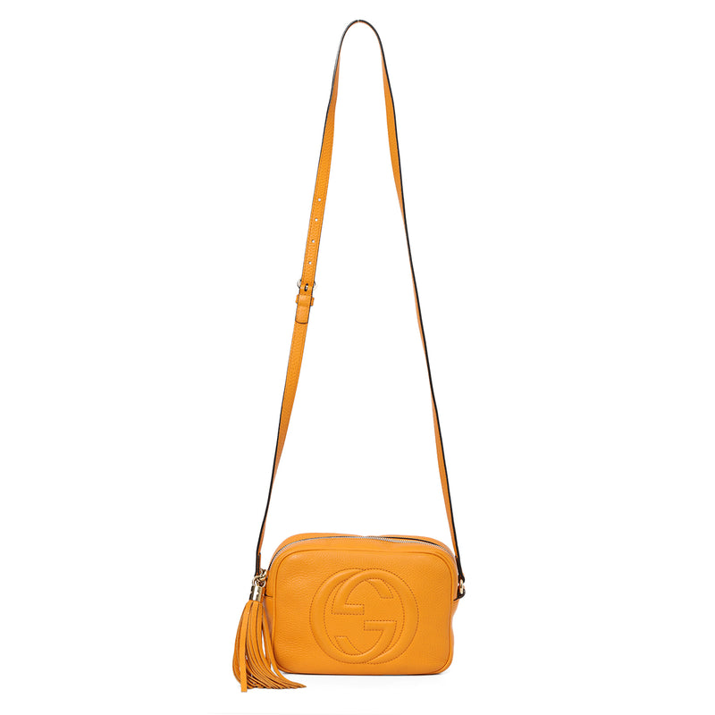Orange Pebbled Leather Soho Disco Crossbody Bag
