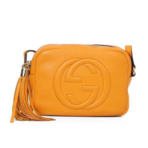 Orange Pebbled Leather Soho Disco Crossbody Bag