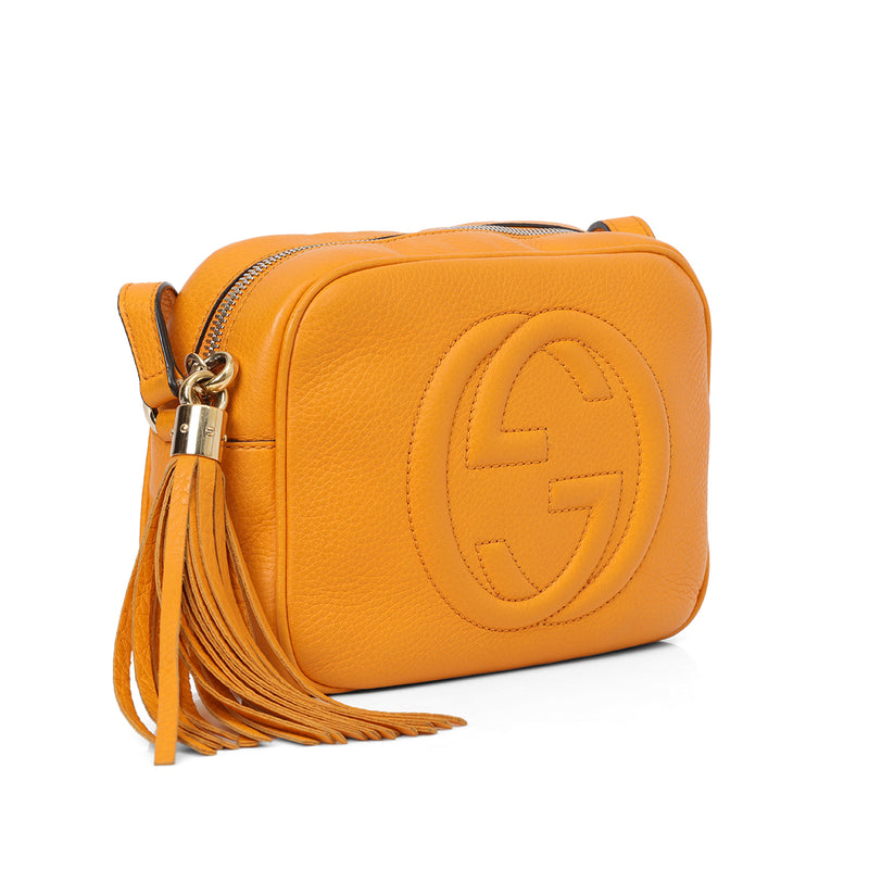 Orange Pebbled Leather Soho Disco Crossbody Bag