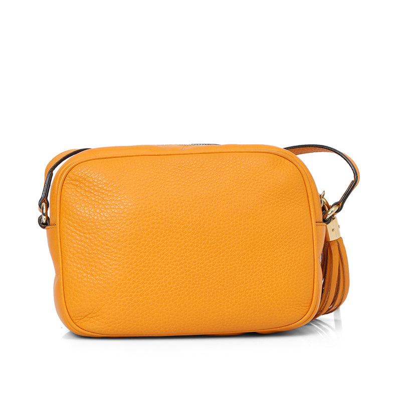 Orange Pebbled Leather Soho Disco Crossbody Bag