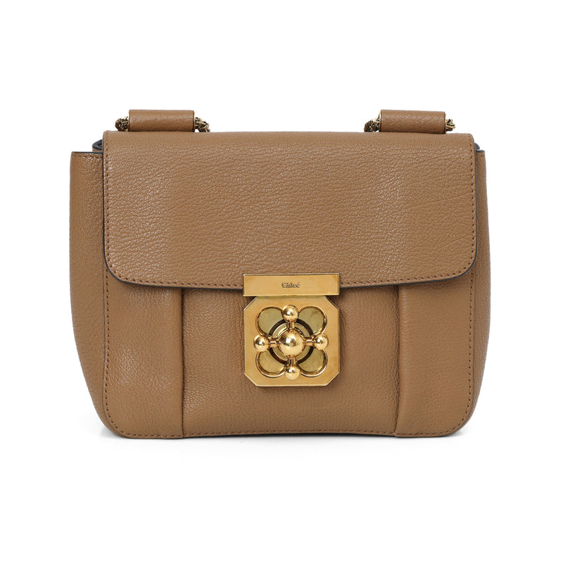 Chloe Tan Leather Small Square Elsie Chain Shoulder Bag
