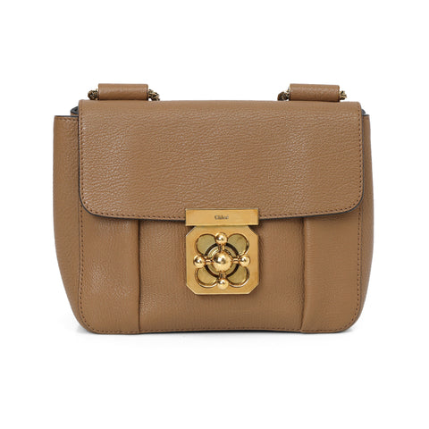 Tan Leather Small Square Elsie Chain Shoulder Bag