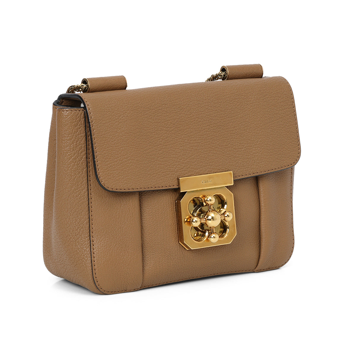 Tan Leather Small Square Elsie Chain Shoulder Bag