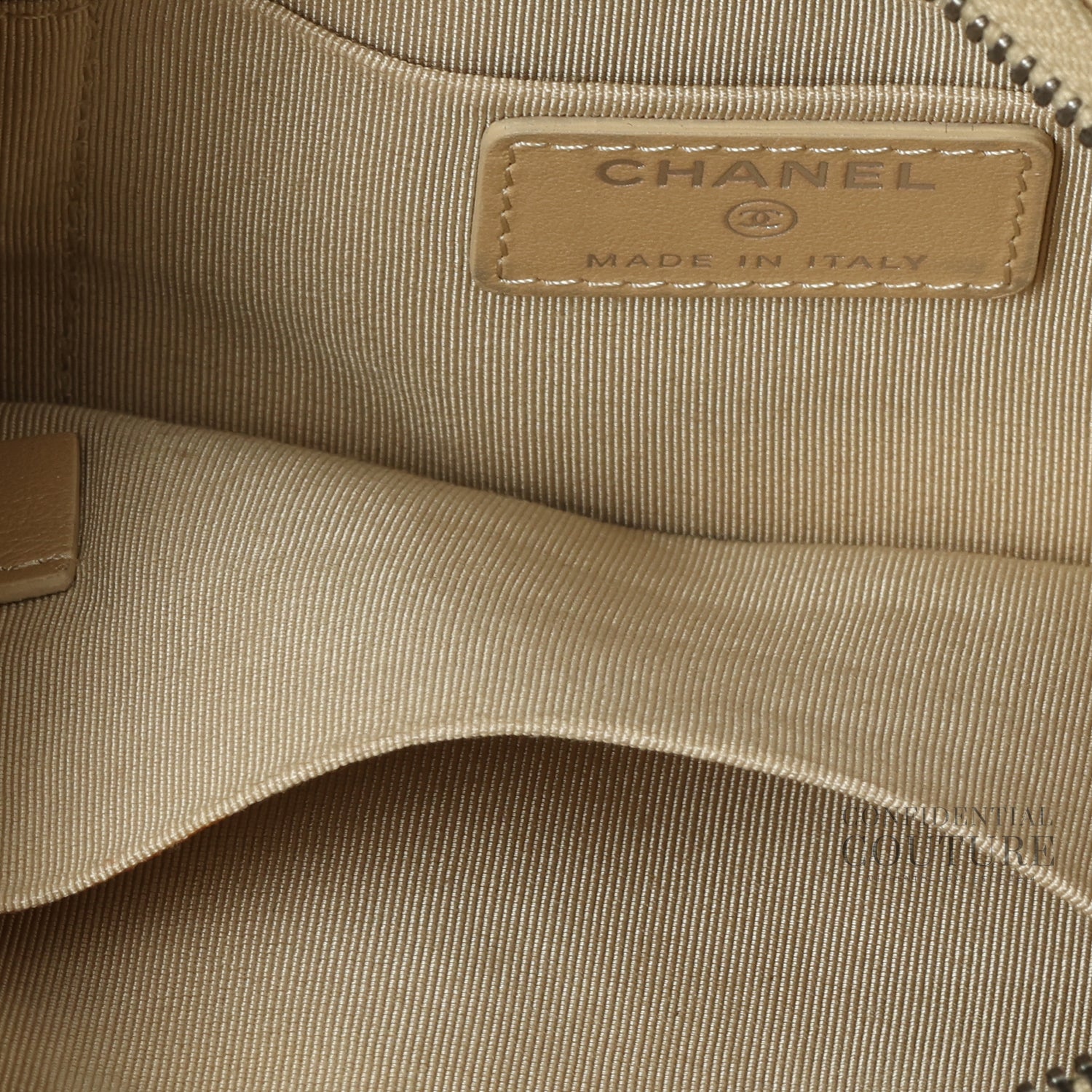 Gold Calfskin Quilted Classic Zipped Pouch Clutch