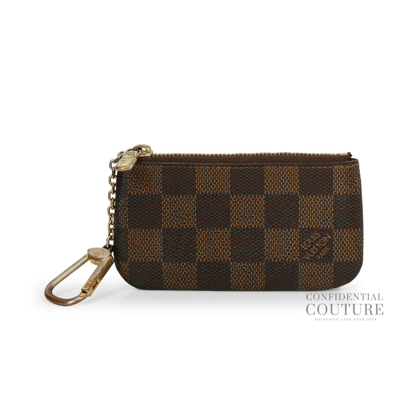 Key Pouch in Damier Ebene canvas.