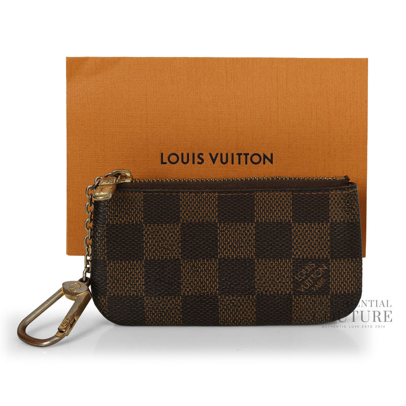 Key Pouch in Damier Ebene canvas.