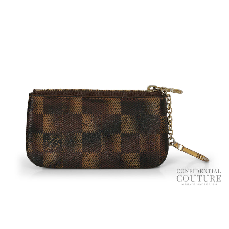 Key Pouch in Damier Ebene canvas.