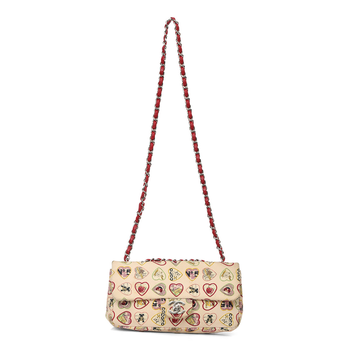 Canvas Coco Hearts Small Flap Bag