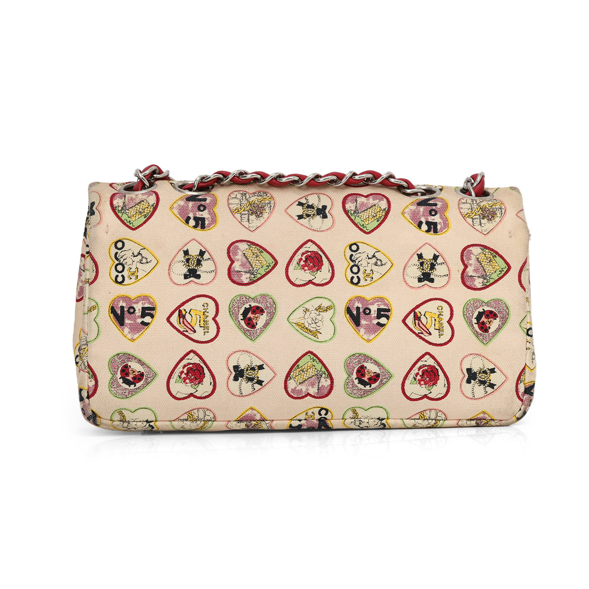 Canvas Coco Hearts Small Flap Bag