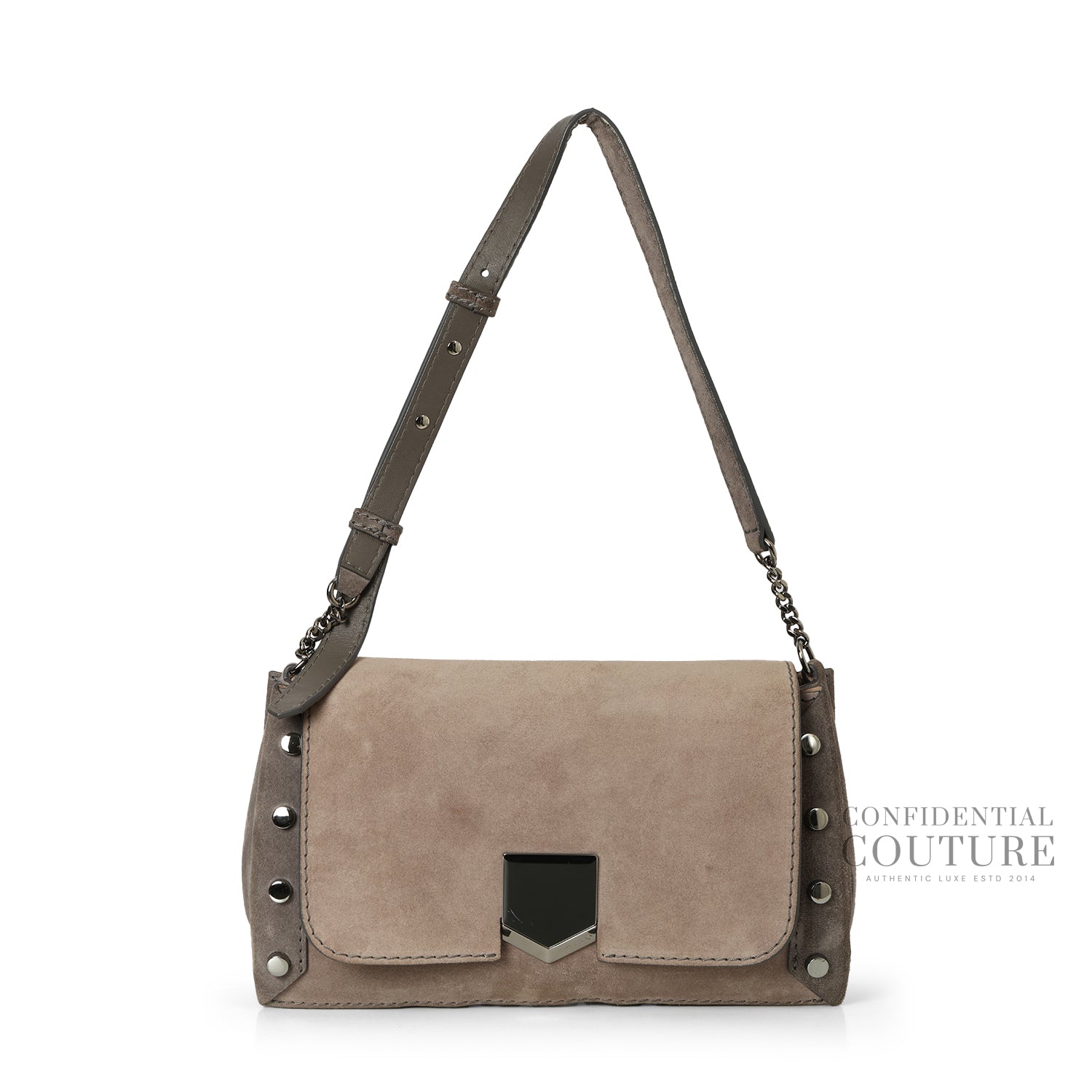 Suede Sand/Grey Lockett Shoulder Bag