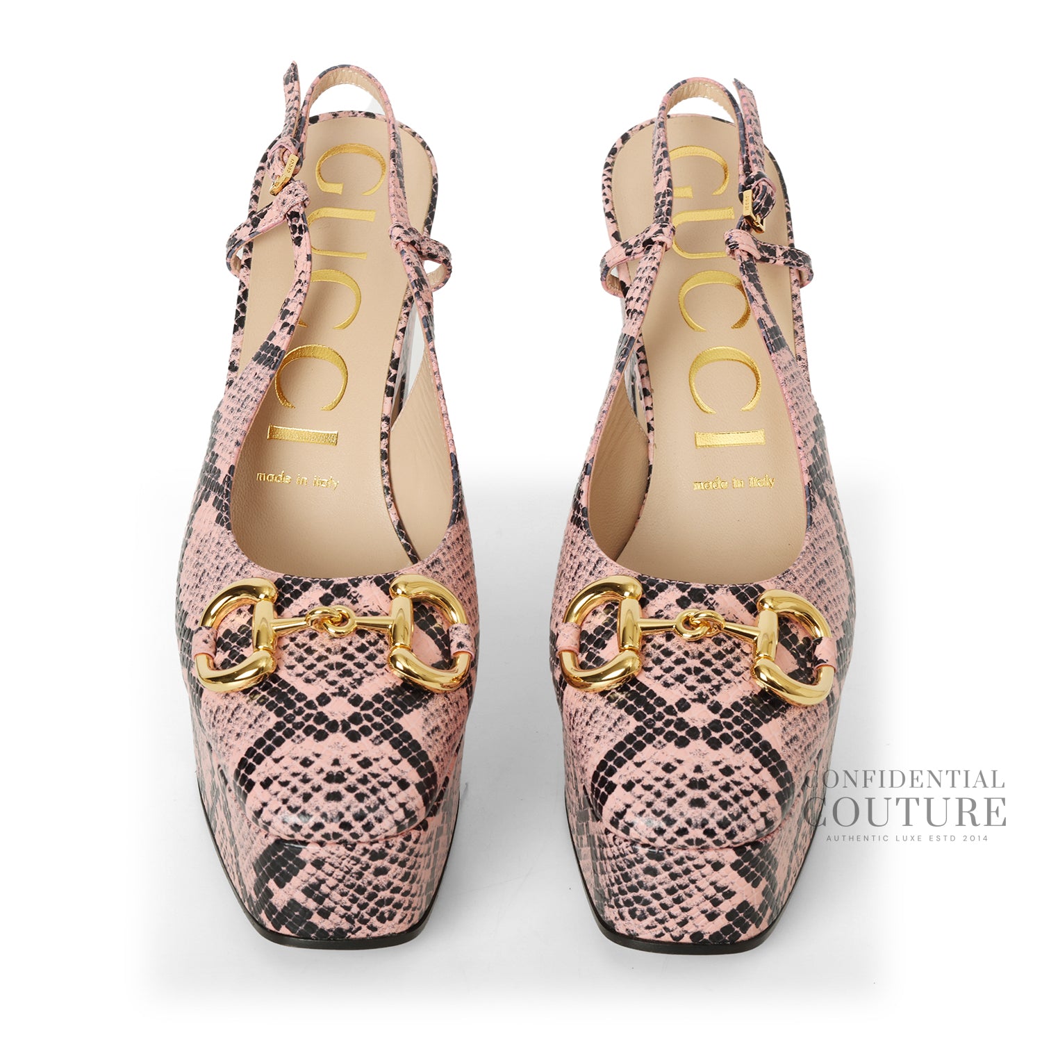 Calfskin Python Print Horsebit Platform Slingback Pumps EU 38.5 | US 8.5