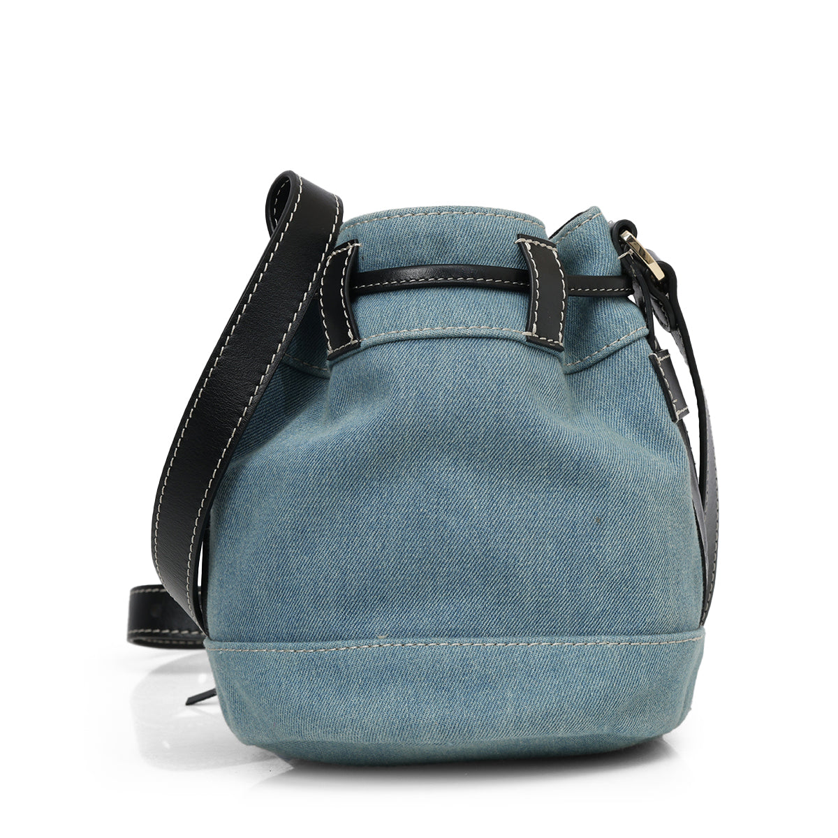 Women's Blue/Black Vicki Denim & Leather Bucket Bag