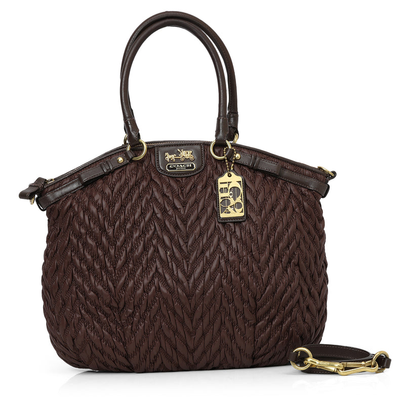 Brown Madison Lindsey Quilted Tote