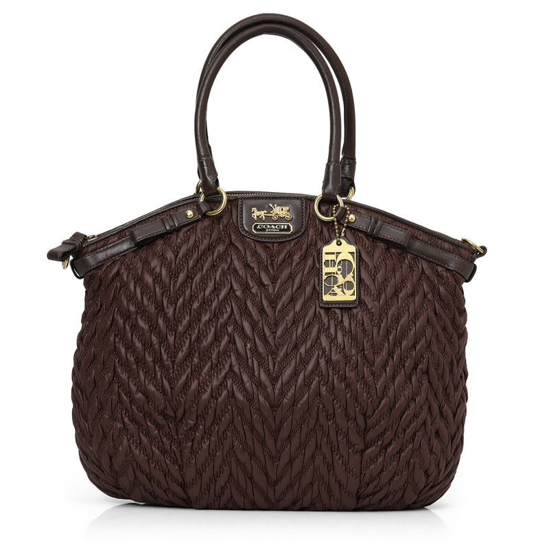 Brown Madison Lindsey Quilted Tote