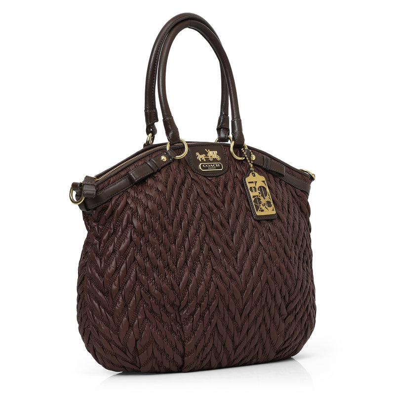 Brown Madison Lindsey Quilted Tote