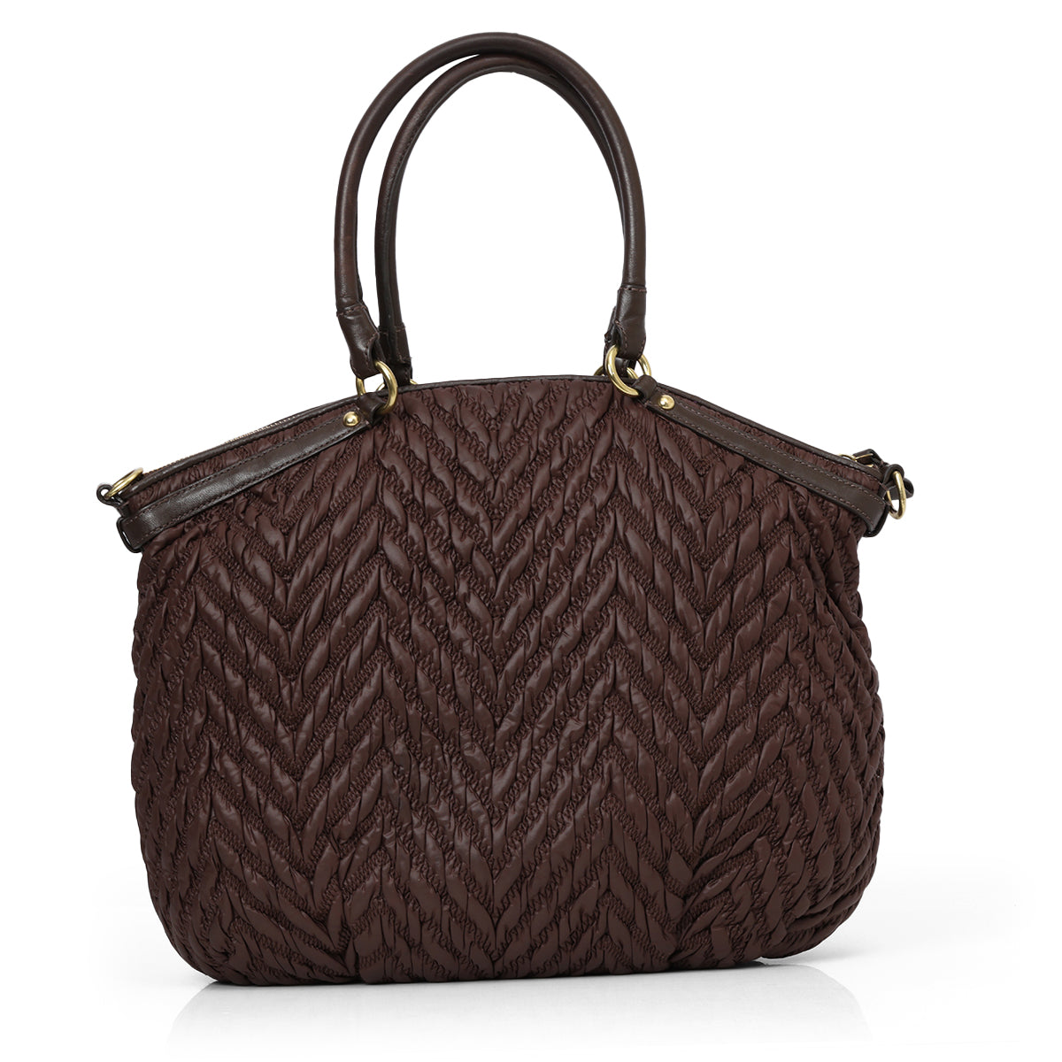 Brown Madison Lindsey Quilted Tote