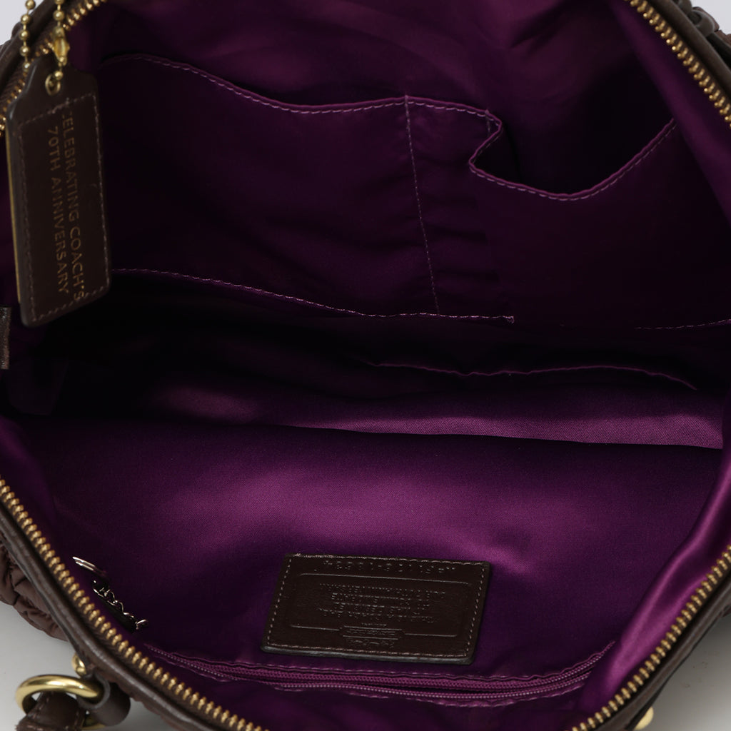 SHOP PRELOVED Coach Brown Madison Lindsey Quilted Tote – 100