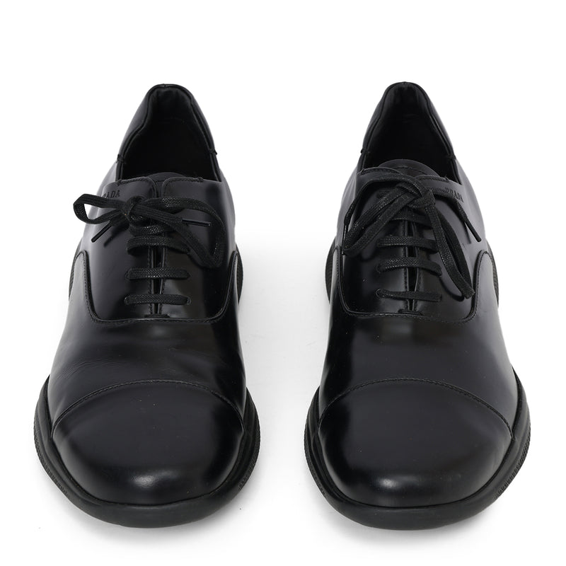 Prada black leather derby lace up shoes 7 price