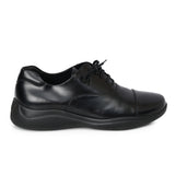 Black Leather Derby Lace-Up Shoes- 7