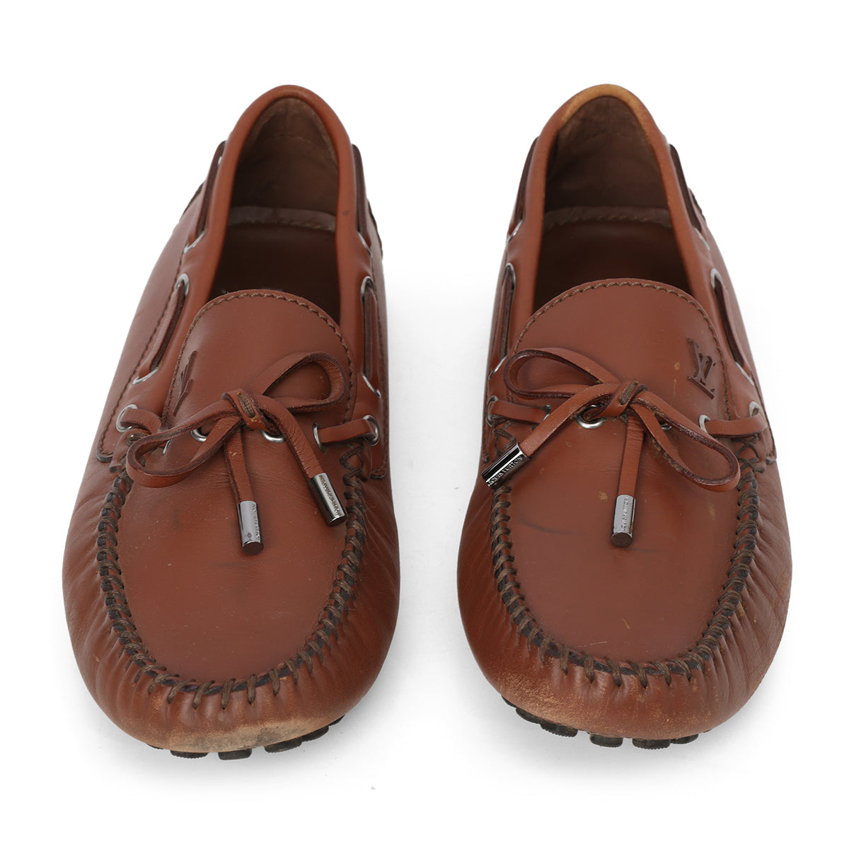 Arizona Brown Leather Knot Loafers- 8