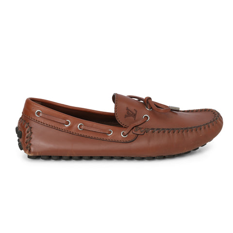 Arizona Brown Leather Knot Loafers- 8