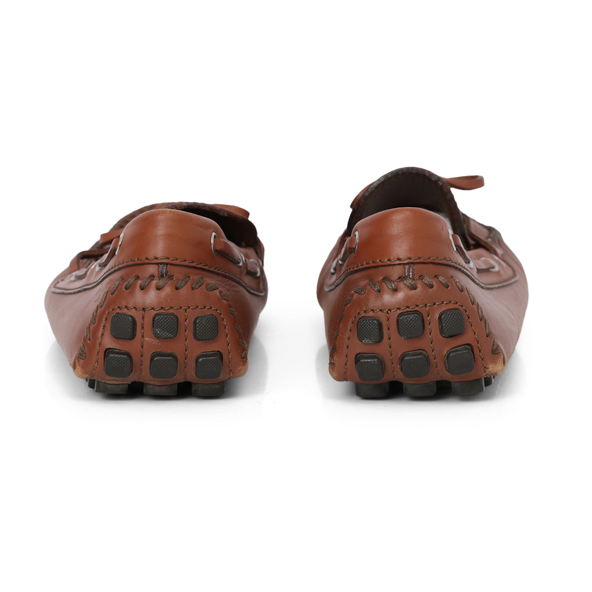 Arizona Brown Leather Knot Loafers- 8