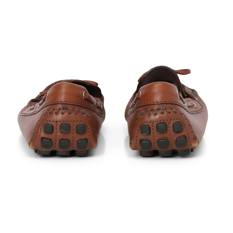 Arizona Brown Leather Knot Loafers- 8