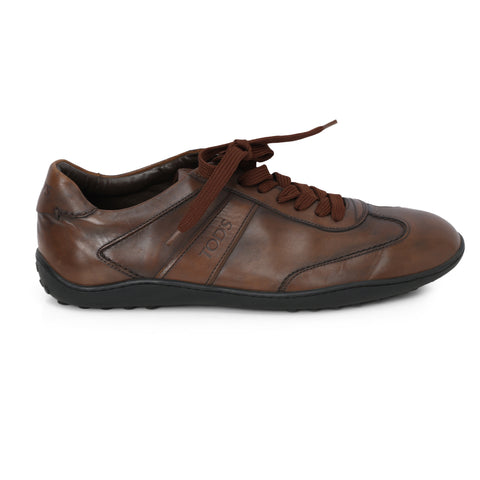Brown Leather Driving Comfort Sneakers- 7.5
