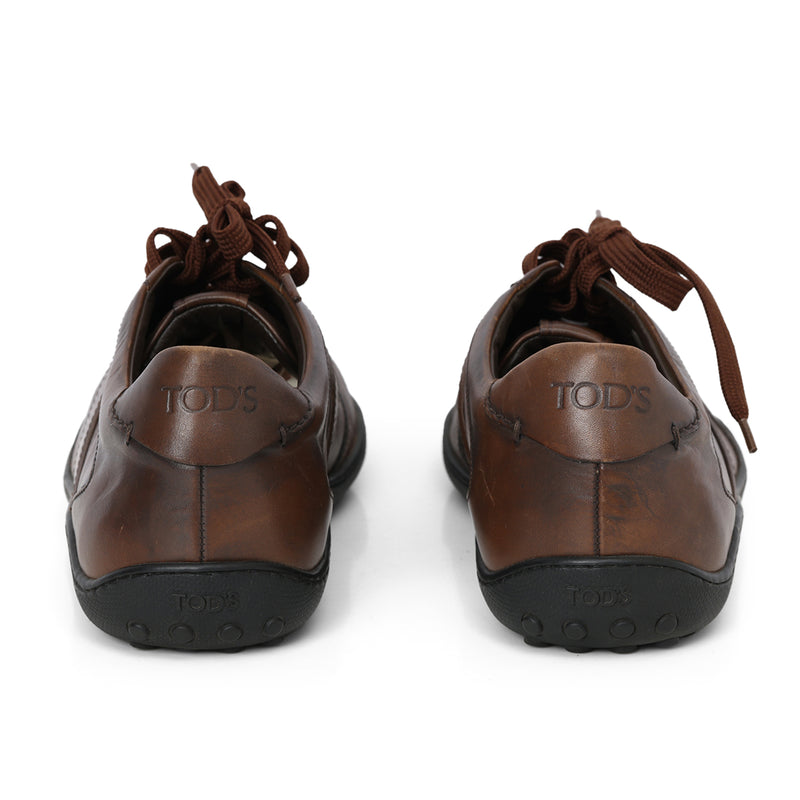 Brown Leather Driving Comfort Sneakers- 7.5
