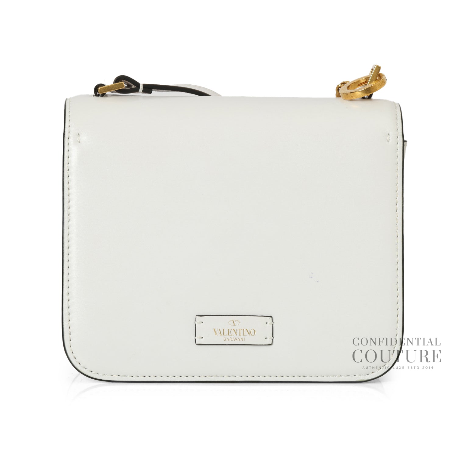 Garavani Small V-Sling Shiny Calfskin Shoulder Bag - Optic White