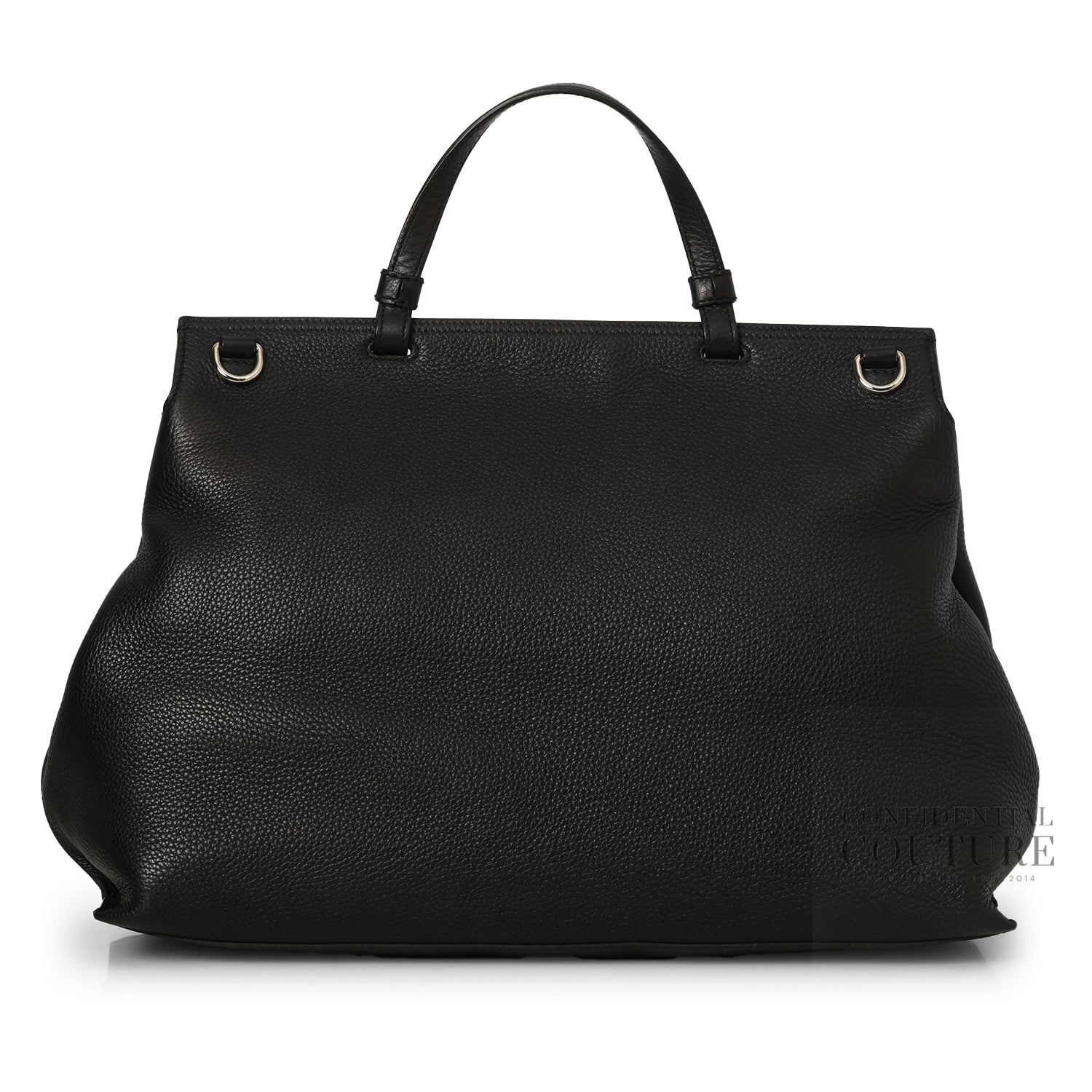 Black Leather Large Bamboo Daily Top Handle Bag