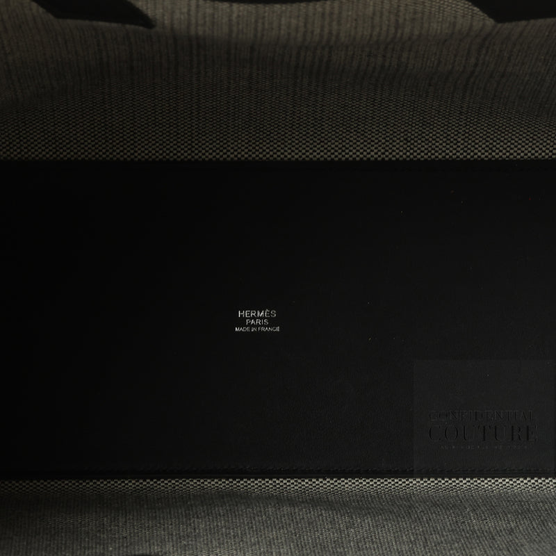 Cabas H en Biais 40 Yote Bag in Noir & Ecru Canvas.