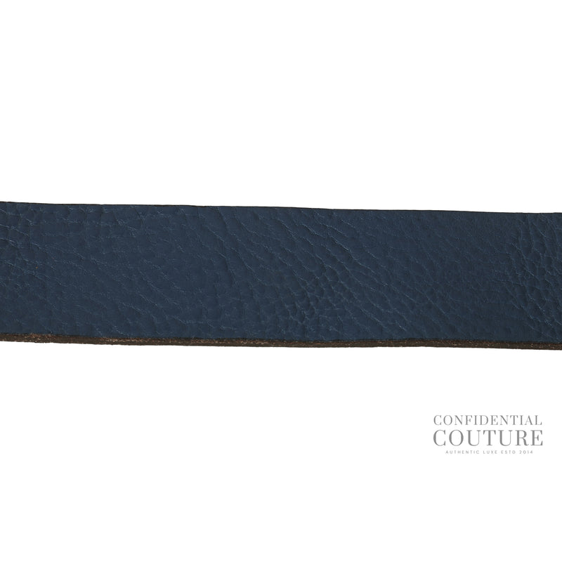 Pre-loved Gucci Blue GG Marmont Pebled Leather Belt- 38