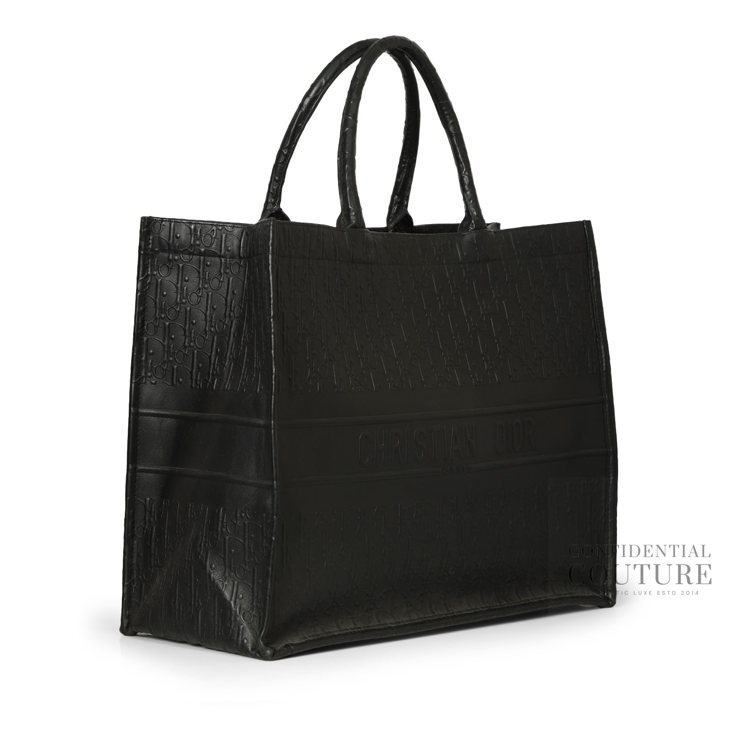 Leather Black Dior Oblique Embossed Calfskin Large Booktote