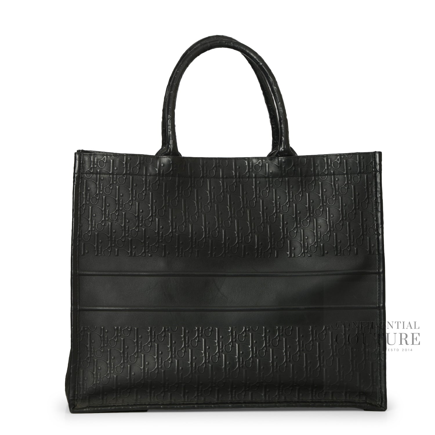 Leather Black Dior Oblique Embossed Calfskin Large Booktote