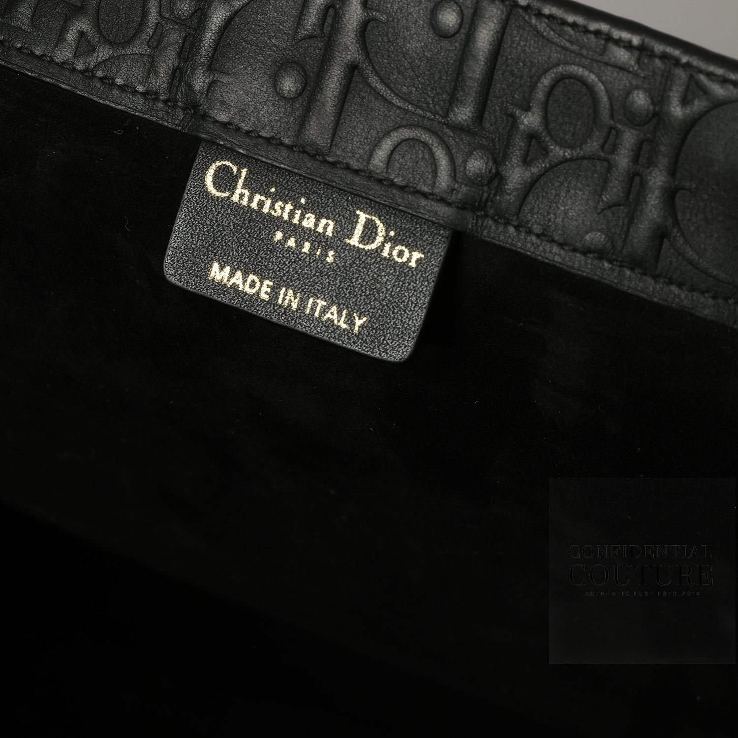 Leather Black Dior Oblique Embossed Calfskin Large Booktote