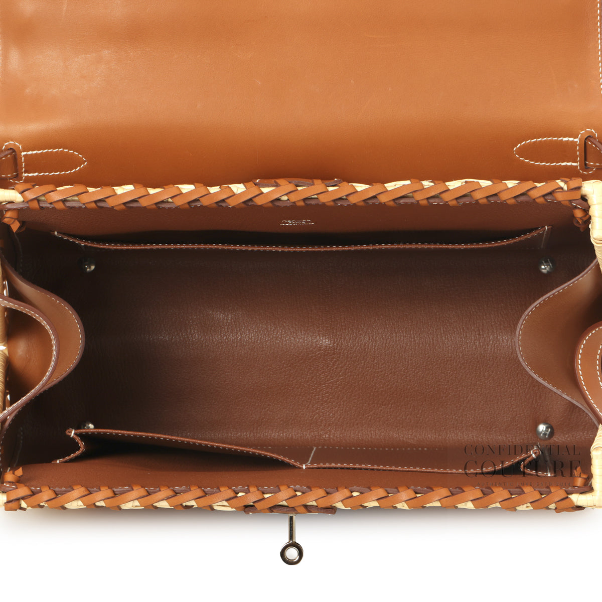 Kelly 35cm Picnic Wicker and Barenia Leather Palladium Hardware