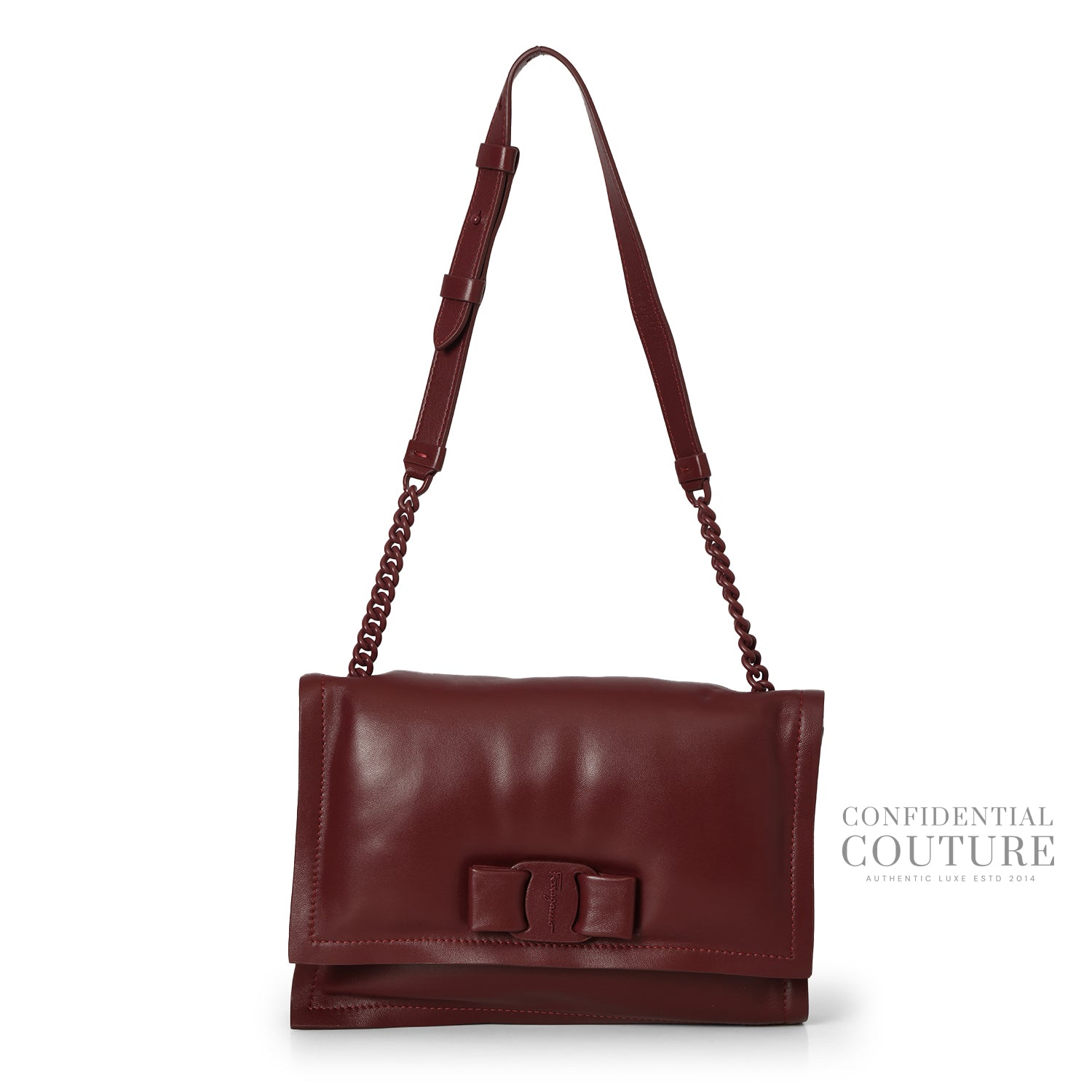 Maroon Viva Bow Small Shoulder Bag