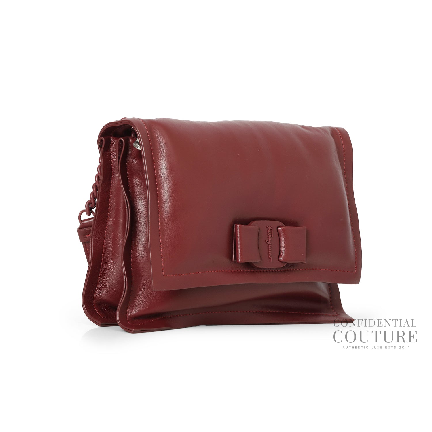 Maroon Viva Bow Small Shoulder Bag