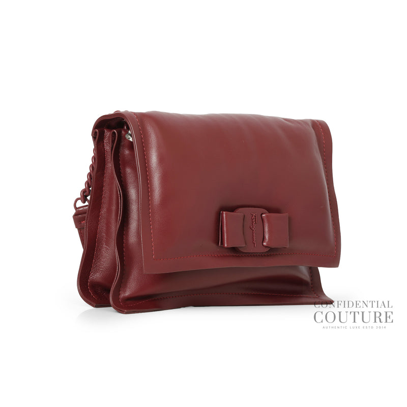 Salvatore ferragamo maroon viva bow small shoulder bag price