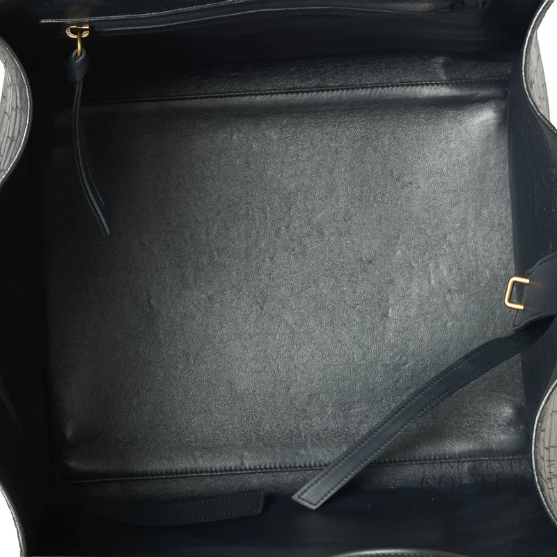 Navy Blue Croc-Embossed Medium Phantom Luggage Tote
