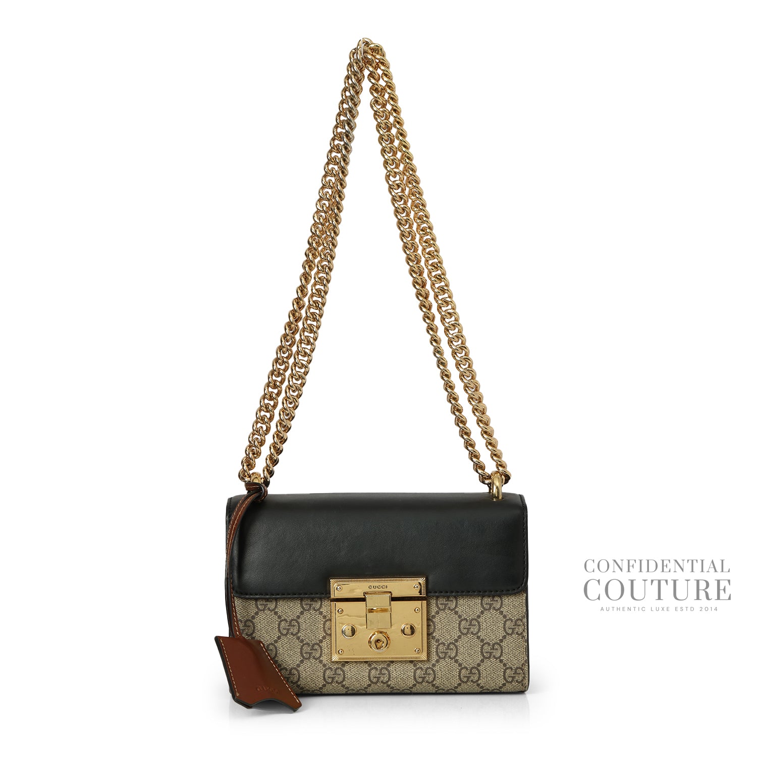 Padlock GG Supreme Black & Beige/Ebony Canvas Small Shoulder Bag