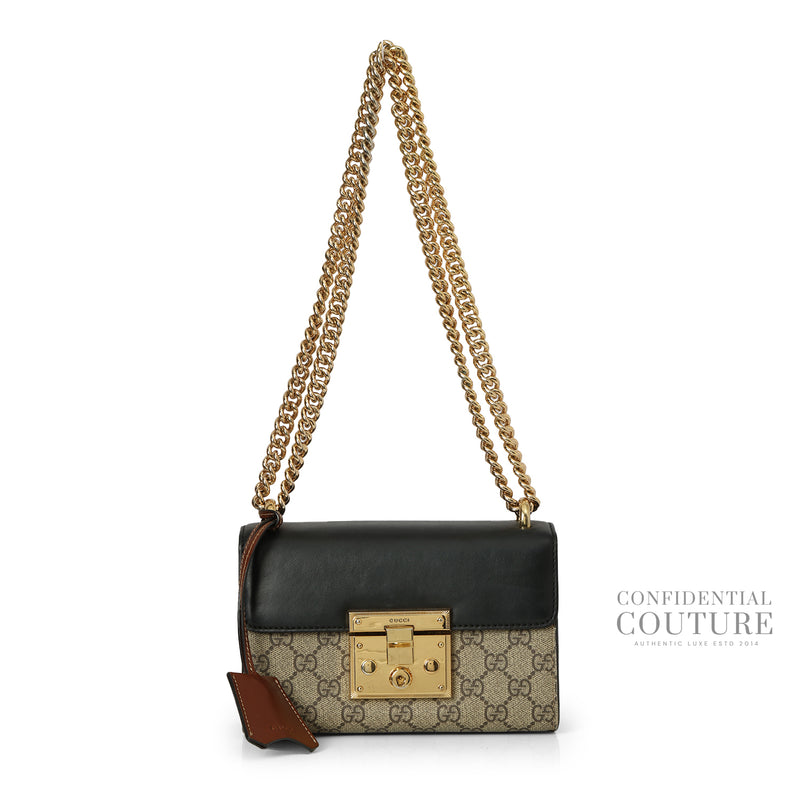 Padlock GG Supreme Black & Beige/Ebony Canvas Small Shoulder Bag