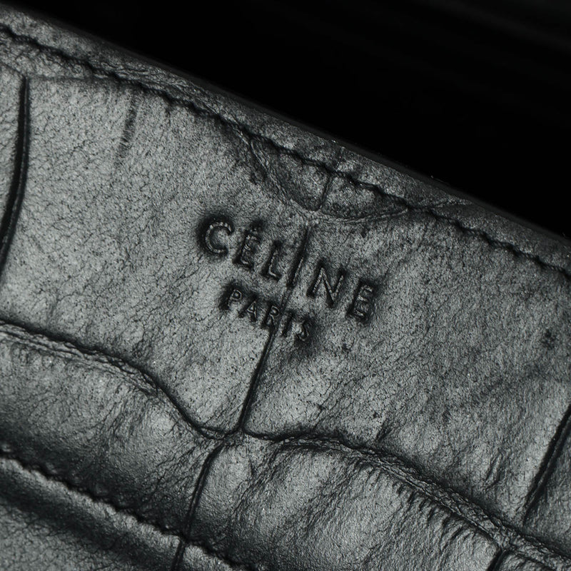 Navy Blue Croc-Embossed Medium Phantom Luggage Tote