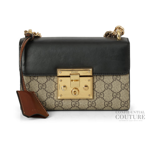 Padlock GG Supreme Black & Beige/Ebony Canvas Small Shoulder Bag