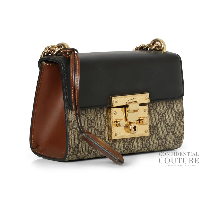 Padlock GG Supreme Black & Beige/Ebony Canvas Small Shoulder Bag