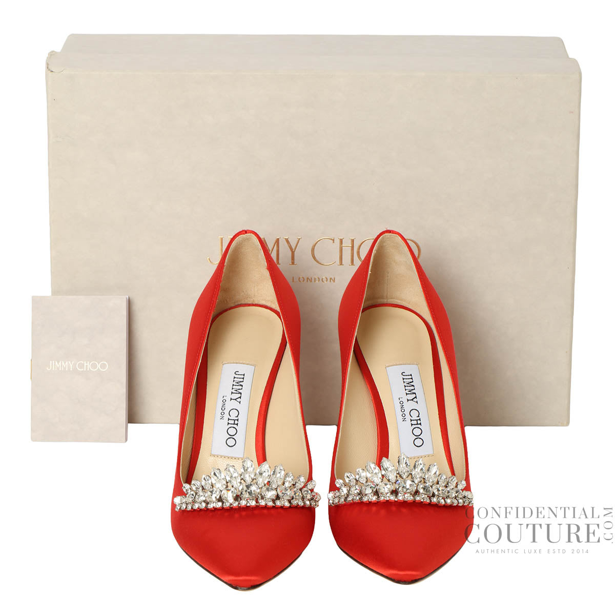 Romy 85 Red Satin/ Crystal Pumps- EU 35