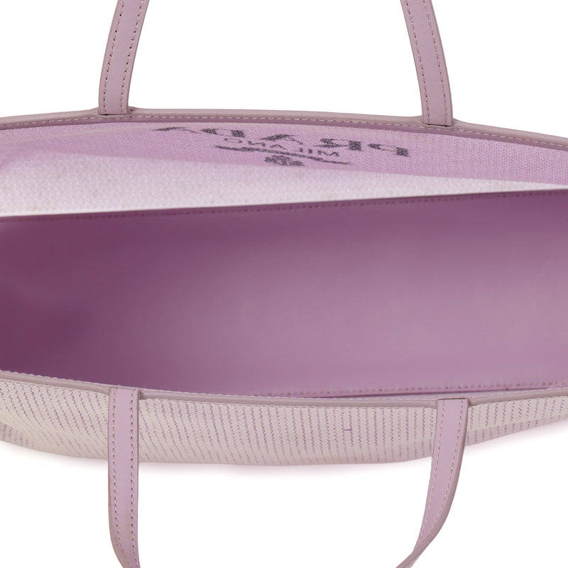 Purple Sequin Mesh and Leather Large Tote Bag