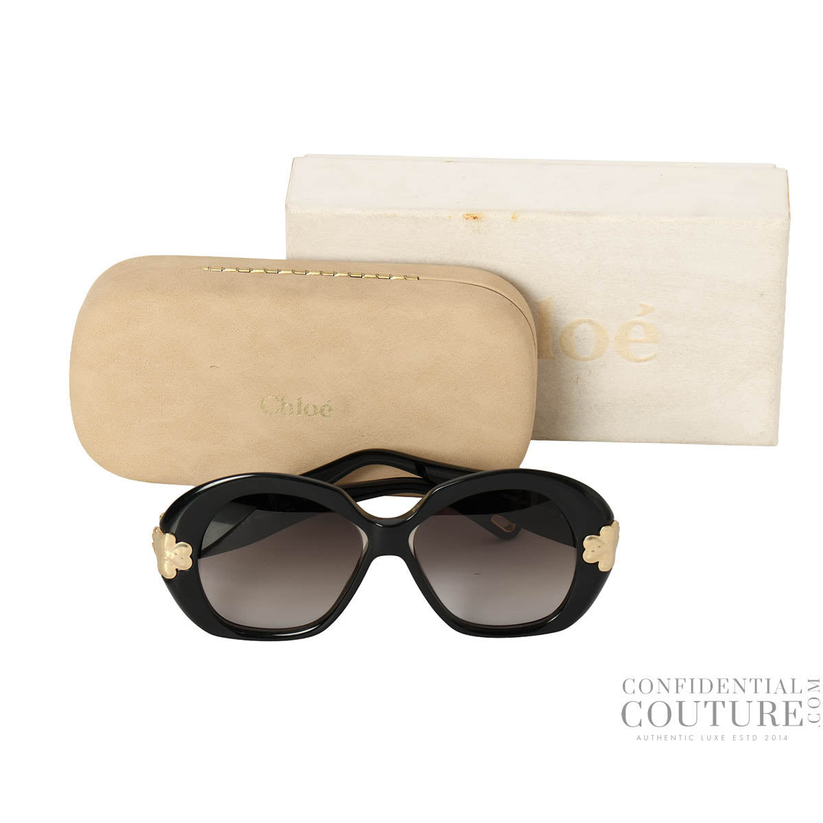 Havana Goldtone Metal Black Oversized Round Venus Sunglasses - CE743S